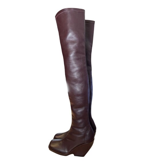 Khaite Morgan Over The Knee Boots Deep Wine Maroon Red Size 41 - Picture 6 of 14